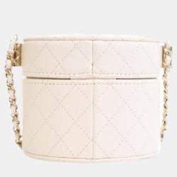 Chanel White Mini Quilted Lambskin CC Allure Vanity Case