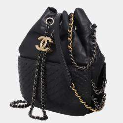 Chanel Black Pyhton & Calfskin Leather Small Gabrielle Drawstring Bag