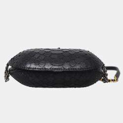 Chanel Black Pyhton & Calfskin Leather Small Gabrielle Drawstring Bag