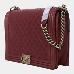 Pre Owned Chanel Burgundy Large Boy Bag