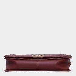Pre Owned Chanel Burgundy Large Boy Bag