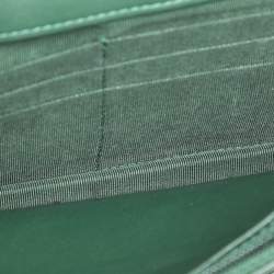 Pre Owned Chanel Green Quilted Patent Leather CC Wallet On Chain