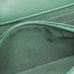 Pre Owned Chanel Green Quilted Patent Leather CC Wallet On Chain