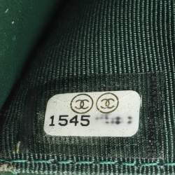 Pre Owned Chanel Green Quilted Patent Leather CC Wallet On Chain