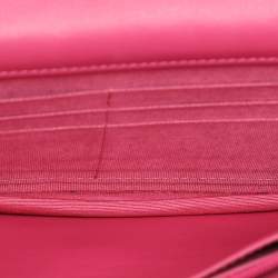 Chanel Pink Quilted Patent Leather CC Wallet On Chain
