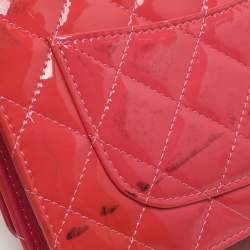 Chanel Pink Quilted Patent Leather CC Wallet On Chain