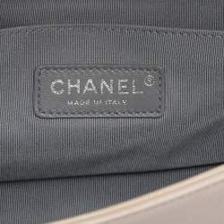 Pre Owned Chanel Beige Quilted Wild Stitched Leather Medium Boy Flap Bag