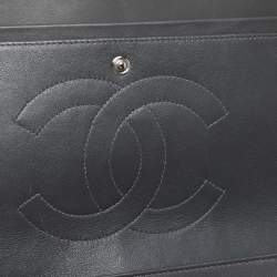 Chanel Grey Straited Quilted Patent Leather Maxi Classic Double Flap Bag