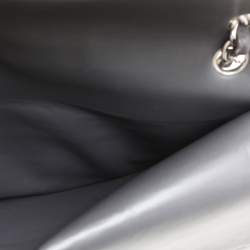 Chanel Grey Straited Quilted Patent Leather Maxi Classic Double Flap Bag