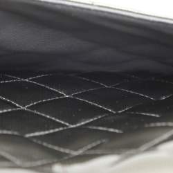 Chanel Grey Straited Quilted Patent Leather Maxi Classic Double Flap Bag