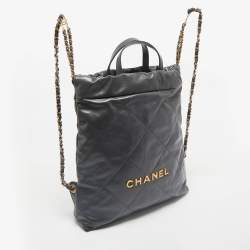 Chanel Dark Grey Quilted Leather 22 Backpack
