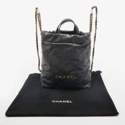 Chanel Dark Grey Quilted Leather 22 Backpack