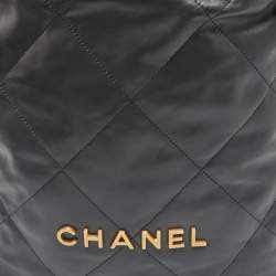 Chanel Dark Grey Quilted Leather 22 Backpack