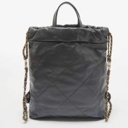 Chanel Dark Grey Quilted Leather 22 Backpack