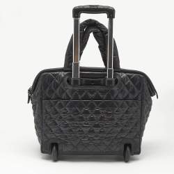 Chanel Black Quilted Nylon Coco Cocoon Rolling Trolley Case