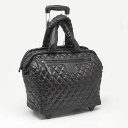Chanel Black Quilted Nylon Coco Cocoon Rolling Trolley Case