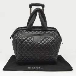 Chanel Black Quilted Nylon Coco Cocoon Rolling Trolley Case