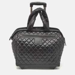 Chanel Black Quilted Nylon Coco Cocoon Rolling Trolley Case