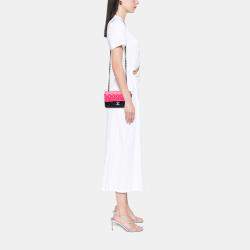 Pre Owned Chanel Black/Pink Mini Rectangular Classic Patent Single Flap