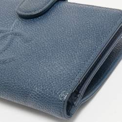Chanel Blue Caviar Leather French Wallet