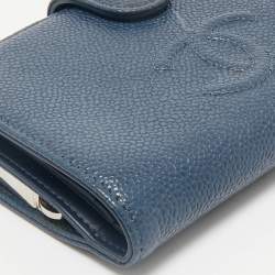 Chanel Blue Caviar Leather French Wallet