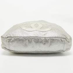 Chanel Silver Perforated Leather Rodeo Drive Hobo