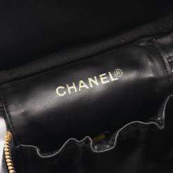 Chanel Black Grained Calfskin Leather  Coco Mark Vanity Handbag 