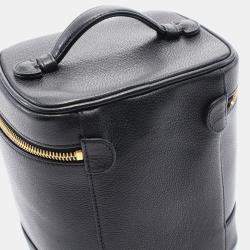 Chanel Black Grained Galfskin Leather Coco Mark Vanity Handbag 