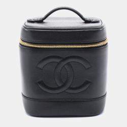 Chanel Black Grained Galfskin Leather Coco Mark Vanity Handbag 