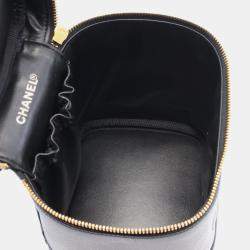 Chanel Black Grained Galfskin Leather Coco Mark Vanity Handbag 