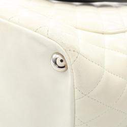 Chanel White Quilted Leather And Python Cambon Tote Bag