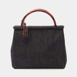 Chanel Denim Vintage Resin Top Handle Bag 