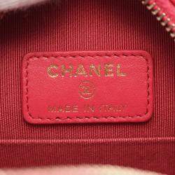 Chanel Red Quilted Caviar Round Clutch With Chain
