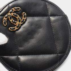 Chanel Black Quilted Goatskin Chanel 19 Round Clutch With Chain 