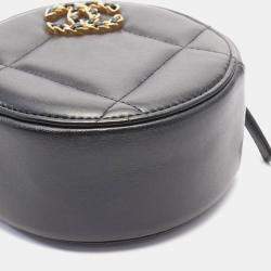 Chanel Black Quilted Goatskin Chanel 19 Round Clutch With Chain 