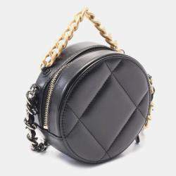 Chanel Black Quilted Goatskin Chanel 19 Round Clutch With Chain 