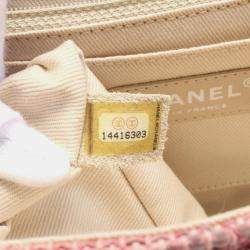 Chanel Pink Quilted Tweed Espadrille Chain Flap Bag
