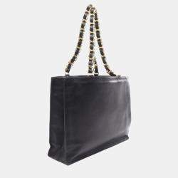 Chanel Black  Lambskin Vintage CC Chain Tote Bag XL 