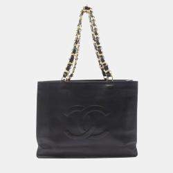 Chanel Black  Lambskin Vintage CC Chain Tote Bag XL 