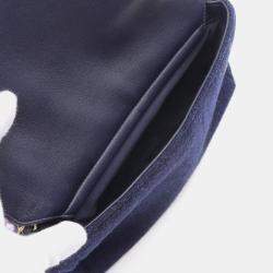 Chanel Blue Multicolor Tweed Quilted Enamel CC Double Flap Bag