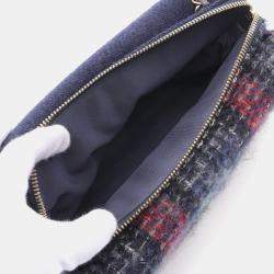 Chanel Blue Multicolor Tweed Quilted Enamel CC Double Flap Bag