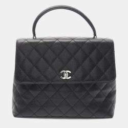 Chanel Black Caviar Quilted Jumbo Kelly Flap Bag