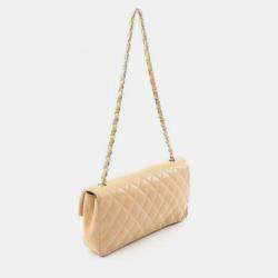 Chanel Beige Quilted Lambskin Classic Flap Bag