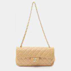 Chanel Beige Quilted Lambskin Classic Flap Bag