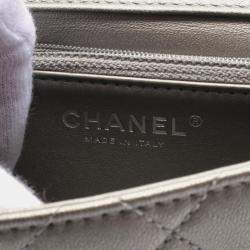 Chanel Silver Metallic Goatskin Quilted Chic Pearls Flap Bag