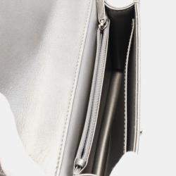 Chanel Silver Metallic Goatskin Quilted Chic Pearls Flap Bag