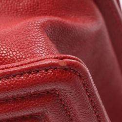 Chanel Red Grained Leather Boy Shoulder Bag