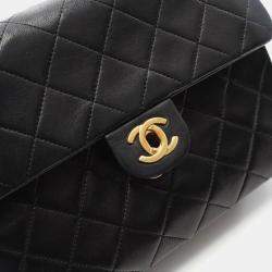 Chanel Black Quilted Lambskin Square Single Flap Bag