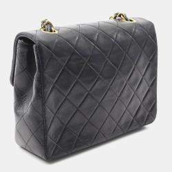 Chanel Black Quilted Lambskin Square Single Flap Bag