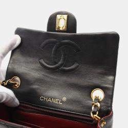 Chanel Black Lambskin Quilted Mini Square Flap Bag 